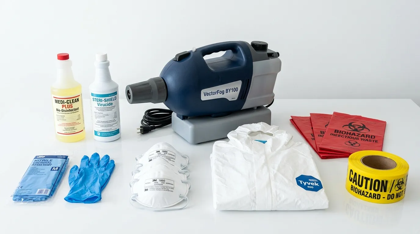 Professional biohazard remediation crew working in Woodland