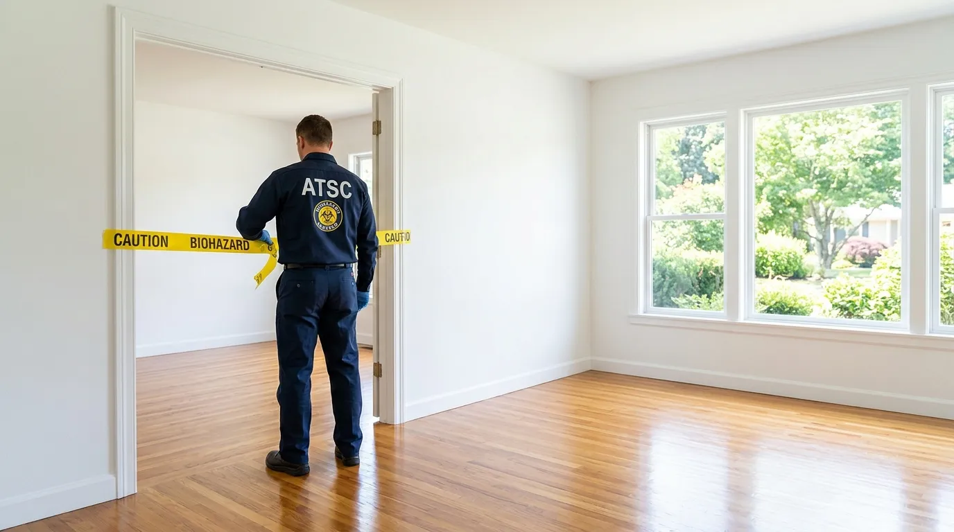 Certified biohazard cleanup crew performing Decomposition Cleanup in Woodland
